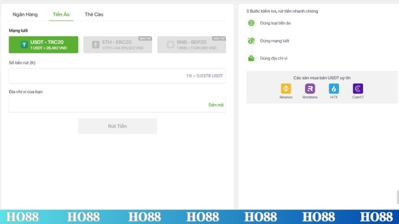 Cách rút tiền HO88 nhanh chóng cho hội viên